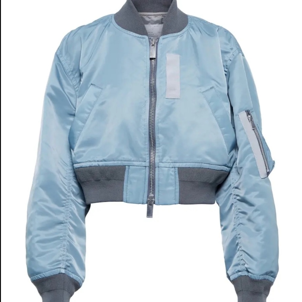 Sacai Light Blue Cropped Bomber Jacket